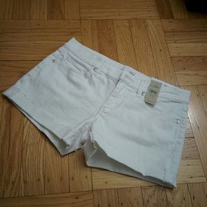 Loft white denim cuffed shorts